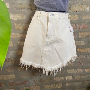 FREE PEOPLE ~ NWT Cream Distressed Mini Skirt